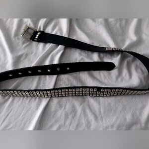Studded Black Leather Belt